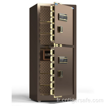 Tiger Safes 2 portes brun 180 cm verrouillage d&#39;empreintes digitales de haut